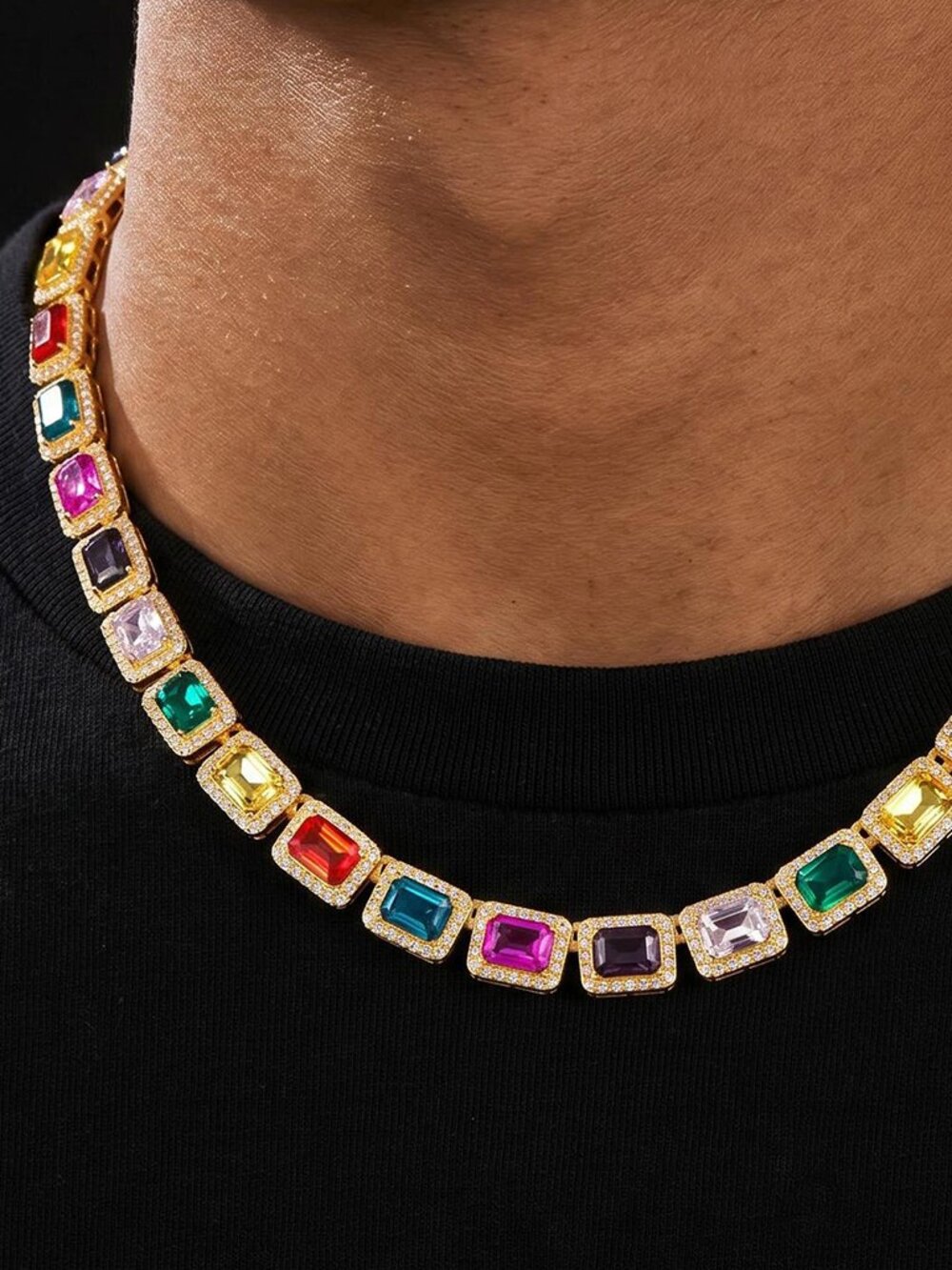 ICED OUT 10MM MULTI-COLOR RAINBOW TENNIS CHAIN @ BRACELET. NEW